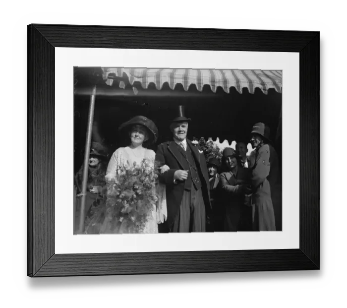 Framed Print : Sir John Collie weds Lady Arrol. A marriage between Sir John Collie CMG, MD, and Lady Arrol Framed Print : Sir John Collie weds Lady Arrol. A marriage between Sir John Collie CMG, MD, and Lady Arrol