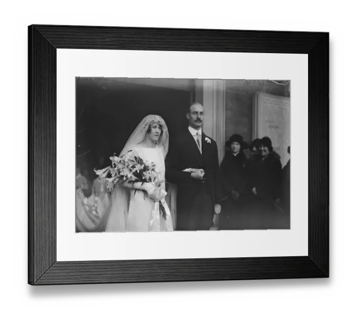 Framed Print : Cousin of Viscout Lascelles weds. The marriage took place at St Margaret s