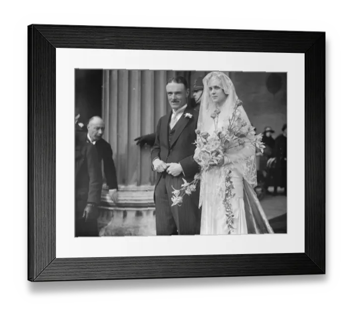 Framed Print : Wedding. Captain A P CAmpbell and Miss P Bax Ironside were married at St Peter s Framed Print : Wedding. Captain A P CAmpbell and Miss P Bax Ironside were married at St Peter s