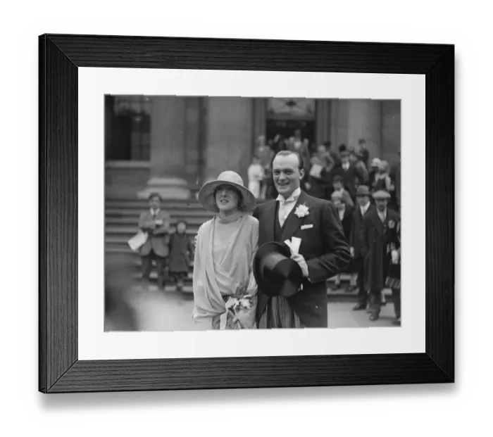 Framed Print : Wedding. The Earl of Lathom and Mrs Morison were married at Marylebone Register Office Framed Print : Wedding. The Earl of Lathom and Mrs Morison were married at Marylebone Register Office