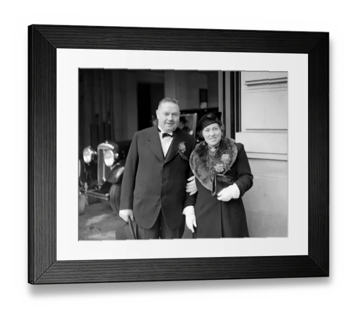 Framed Print : Mr George Hicks, M. P. and his housekeeper, Mrs Emma Ellen Ellis, after their wedding