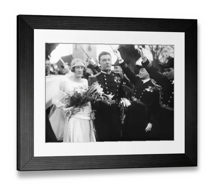 Framed Print : Wedding. The wedding of Lt Commander F H Powys Maurice and Miss M Christian took place at St Mary Framed Print : Wedding. The wedding of Lt Commander F H Powys Maurice and Miss M Christian took place at St Mary
