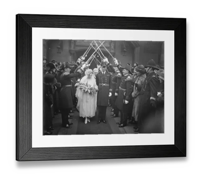 Framed Print : Prince Georges equerry married The wedding of Lt Commander R G Bowes Lyon, Royal Navy Framed Print : Prince Georges equerry married The wedding of Lt Commander R G Bowes Lyon, Royal Navy