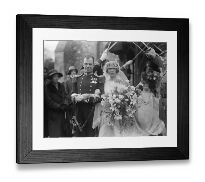 Framed Print : Admiral Sir Arthur Levesons niece weds Naval Lieutenant. Admiral Sir A Leveson Framed Print : Admiral Sir Arthur Levesons niece weds Naval Lieutenant. Admiral Sir A Leveson