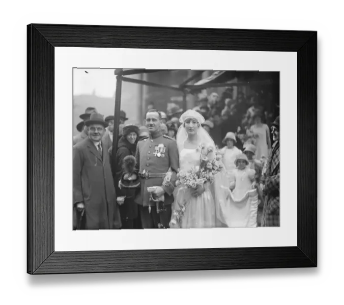 Framed Print : Wedding. The marriage between Flt Lt Denys Gilley, and Miss K Stocken took place