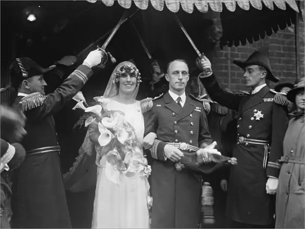 Lord Louis Mountbatten attends London naval wedding. The marriage of Commander
