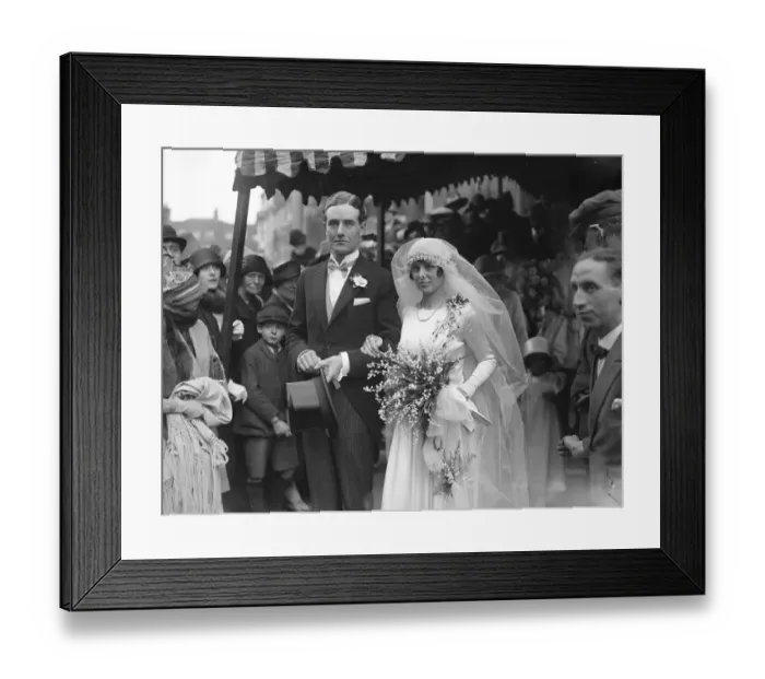 Framed Print : Wedding. Squadron Leader Wyndham Brookes Farrington and Miss V M Neville were married Framed Print : Wedding. Squadron Leader Wyndham Brookes Farrington and Miss V M Neville were married