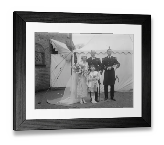 Framed Print : Naval Lieutenant weds Rear Admirals daughter. The marriage arranged between Lt Framed Print : Naval Lieutenant weds Rear Admirals daughter. The marriage arranged between Lt