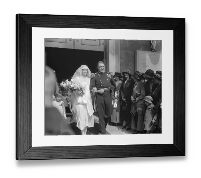 Framed Print : Admirals sailor son weds At St Peters church Eaton Square, the marriage took