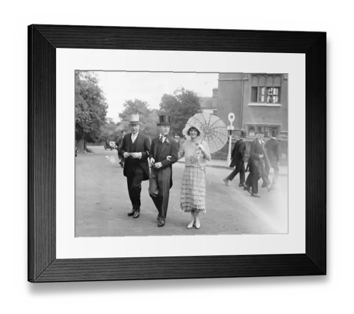 Framed Print : Speech day at Harrow School. Sir Henry and Lady Buckingham, with their son Philip Framed Print : Speech day at Harrow School. Sir Henry and Lady Buckingham, with their son Philip