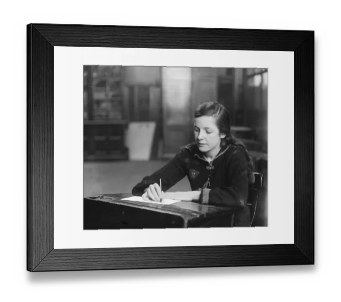 Framed Print : Deaf and Dumb Authorities Miss Ethel Whalley a 15 year old pupil at the Homerton Framed Print : Deaf and Dumb Authorities Miss Ethel Whalley a 15 year old pupil at the Homerton