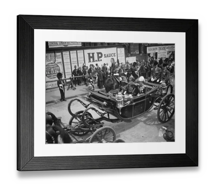 Framed Print : Arrival of King of Egypt in London. King Faud with King George driving from Victoria Framed Print : Arrival of King of Egypt in London. King Faud with King George driving from Victoria