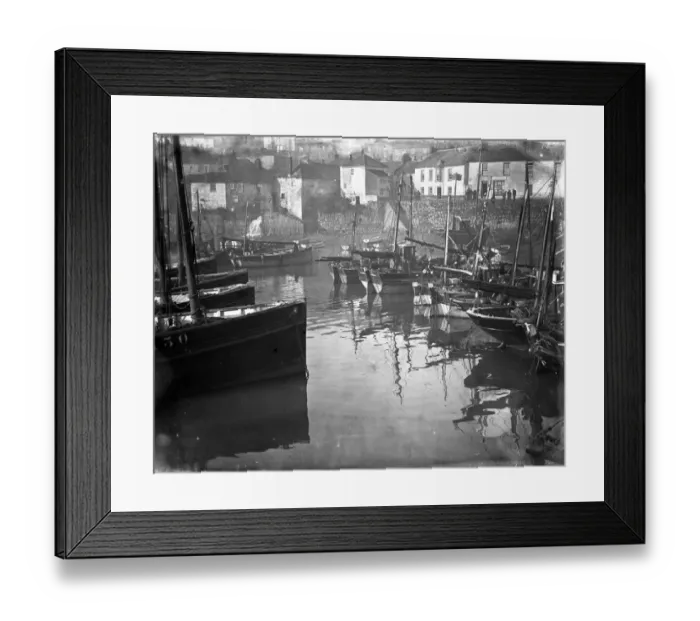Framed Print : Boats in Mousehole Harbour, Cornwall. 1929 Framed Print : Boats in Mousehole Harbour, Cornwall. 1929