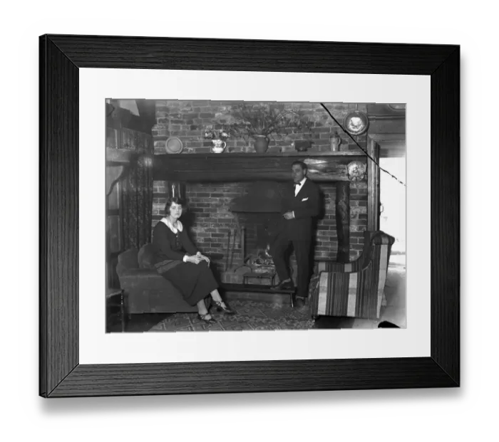 Framed Print : Film stars, Mr Henry Edwards and Miss Chrissie White at their home at Chobham, Surrey Framed Print : Film stars, Mr Henry Edwards and Miss Chrissie White at their home at Chobham, Surrey