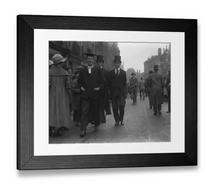 Framed Print : At Cambridge University - a Cambridge proctor with his bulldogs. 5 March 1922 Framed Print : At Cambridge University - a Cambridge proctor with his bulldogs. 5 March 1922