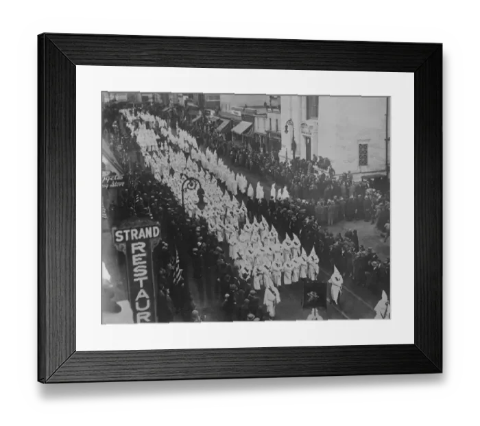 Framed Print : Ku Klux Klan parade at New Jersey on armistice day. Several thousand klansmen