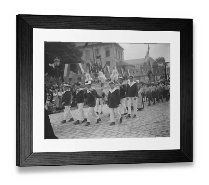 Framed Print : Striking procession of Our Lady at Boulogne. Boys from a Naval College in an