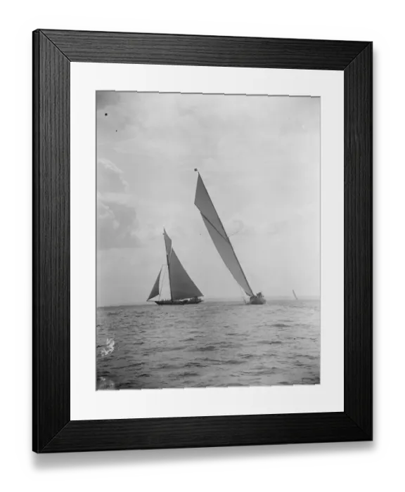 Framed Print : Cowes week. White Heather and Britannia. 1 August 1925 Framed Print : Cowes week. White Heather and Britannia. 1 August 1925