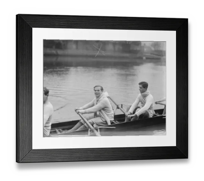 Framed Print : Lord Faversham in Eton trial eights. Two crews practice for Eton College trial eights race Framed Print : Lord Faversham in Eton trial eights. Two crews practice for Eton College trial eights race