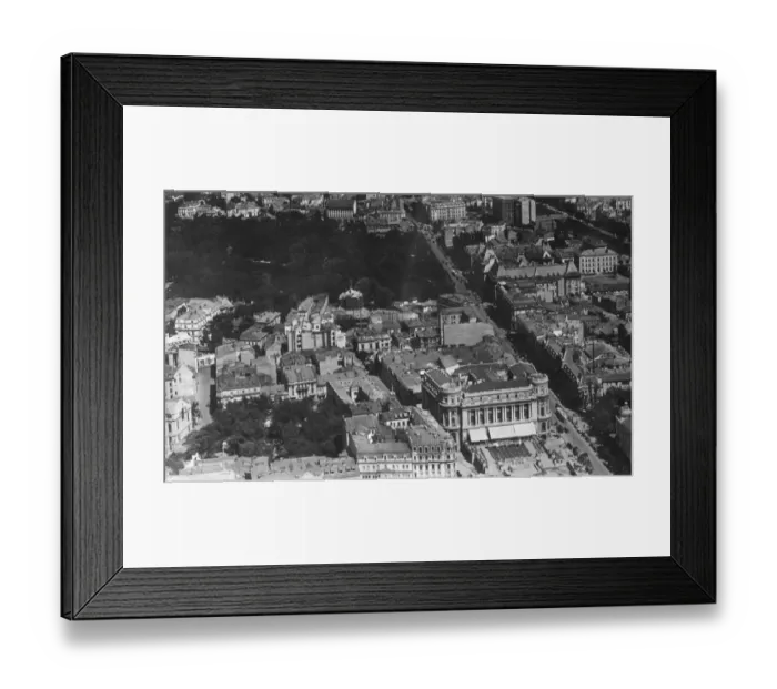 Framed Print : Bucharest, Romania : An aerial view showing in the foreground the intersection of Framed Print : Bucharest, Romania : An aerial view showing in the foreground the intersection of