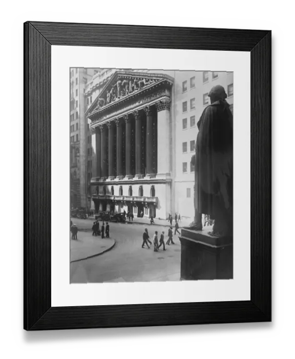 Framed Print : New York stock exchange with Washingtons statue in the foreground facing the Exchange 27 Framed Print : New York stock exchange with Washingtons statue in the foreground facing the Exchange 27