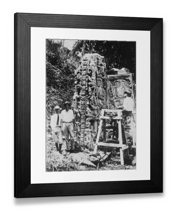 Framed Print : One of the most magnificent Stelae at Copan. The figure of the ruler facing