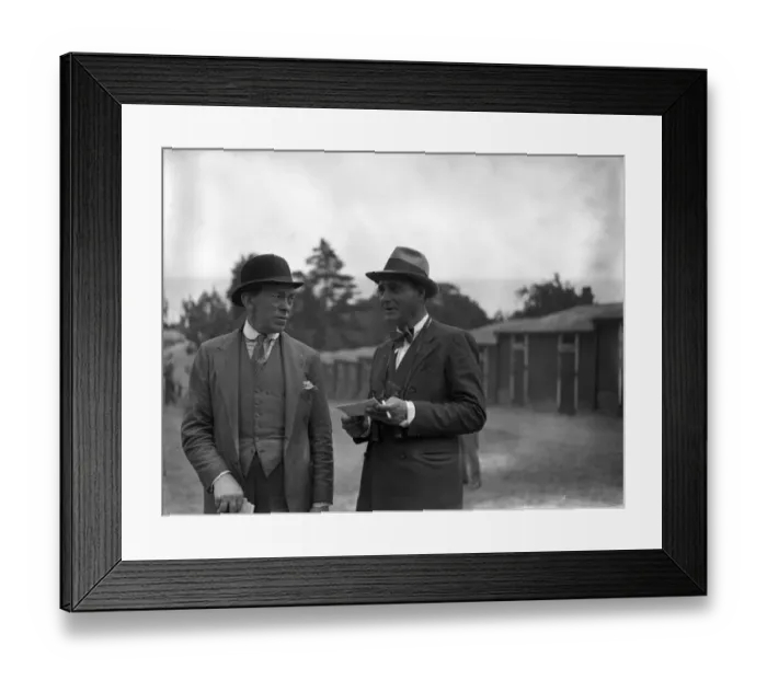 Framed Print : Mr Henry Edwards, ( right ) the famous English film star, photographed at Sandown Framed Print : Mr Henry Edwards, ( right ) the famous English film star, photographed at Sandown