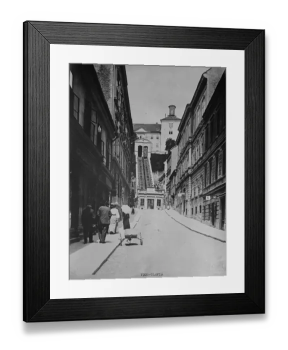 Framed Print : Yugoslavia. Zagreb ( Agram ), the funicular railway seen from Tomic Street. January