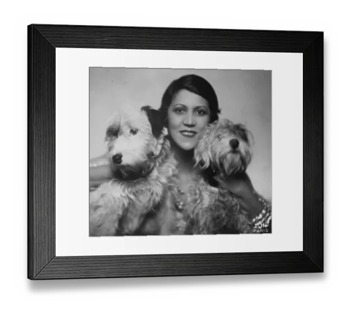 Framed Print : Famous actress with her canine pets. Mlle Jane Marna. 30 January 1929 Framed Print : Famous actress with her canine pets. Mlle Jane Marna. 30 January 1929