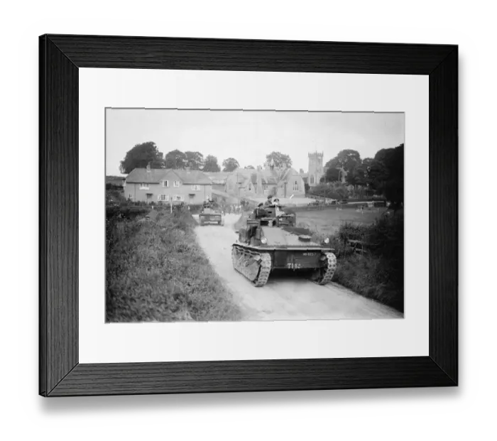 Framed Print : Great mechanical army on Salisbury Plain. Two huge tanks passing through Collingbourne Framed Print : Great mechanical army on Salisbury Plain. Two huge tanks passing through Collingbourne