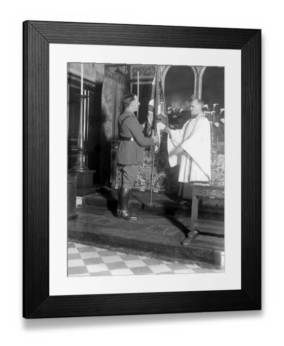 Framed Print : Colours of the 26th Battlin, Royal Fusiliess, deposited at the church of St Edmond Framed Print : Colours of the 26th Battlin, Royal Fusiliess, deposited at the church of St Edmond