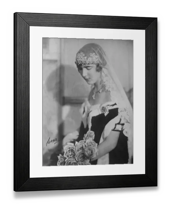 Framed Print : Princess Ingrid of Sweden photographed in her first court dress. 17 January 1928 Framed Print : Princess Ingrid of Sweden photographed in her first court dress. 17 January 1928