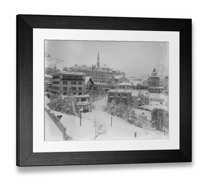 Framed Print : St Moritz under snow. 1924