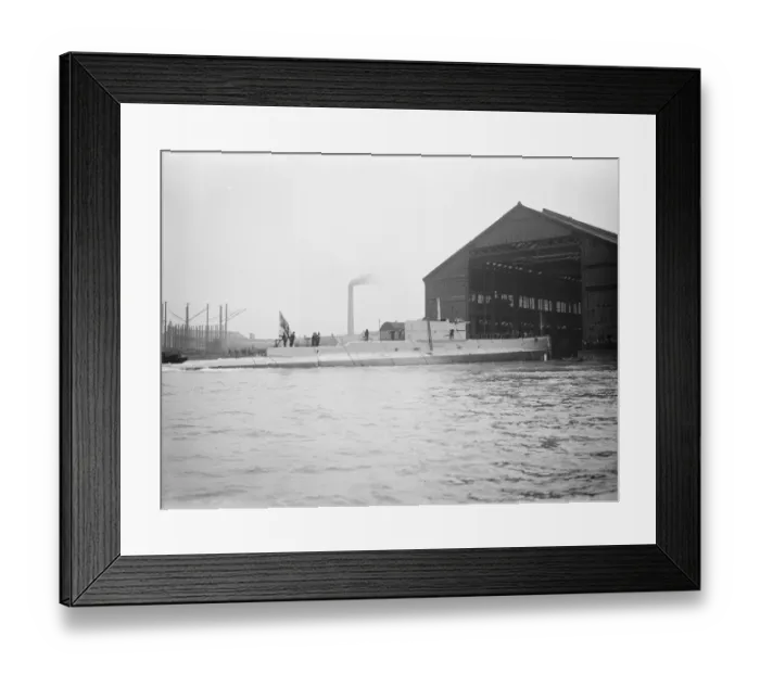 Framed Print : First British submarine with a name, newest type of vessel launched at Chatham