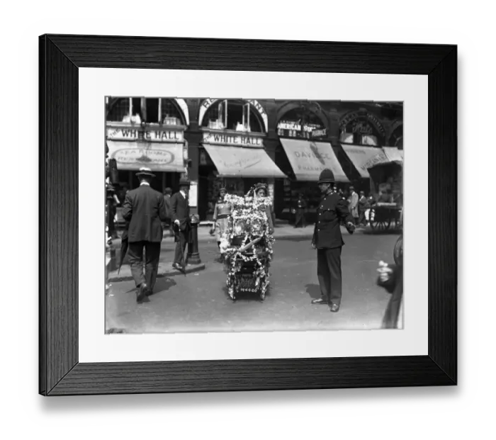Framed Print : Celebrating Alexandra Rose Day The decorated bassinnette ( pram ). 24 June 1920 Framed Print : Celebrating Alexandra Rose Day The decorated bassinnette ( pram ). 24 June 1920