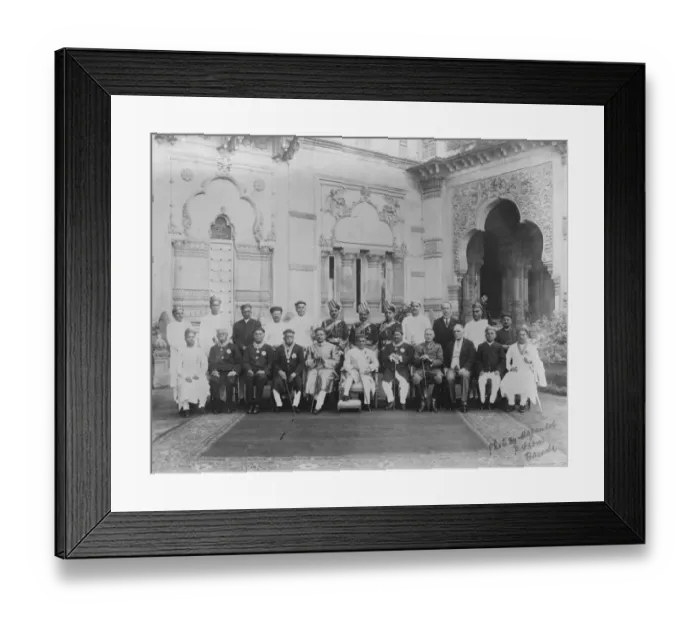 Framed Print : Jubilee celebrations in Baroda State, India State civil officials and personal