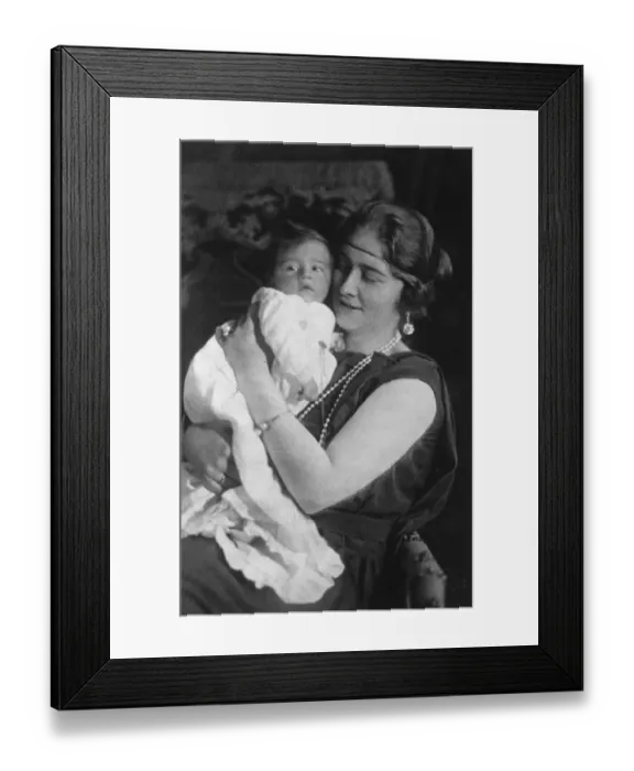 Framed Print : Serbias future queen Queen Marie of Yugoslavia with her infant son. 20 December