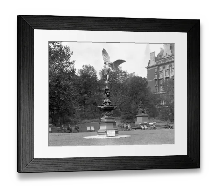 Framed Print : Eros Statue in its new position in Embankment Gardens. 23 May 1925 Framed Print : Eros Statue in its new position in Embankment Gardens. 23 May 1925