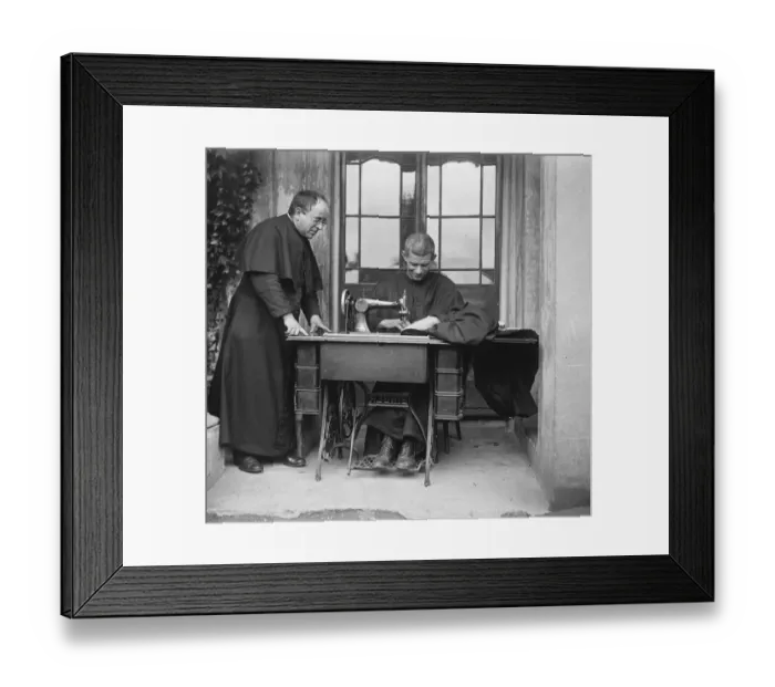 Framed Print : Monks building feat. Hall and part Church erected by himself at Hayes in Middlesex Framed Print : Monks building feat. Hall and part Church erected by himself at Hayes in Middlesex