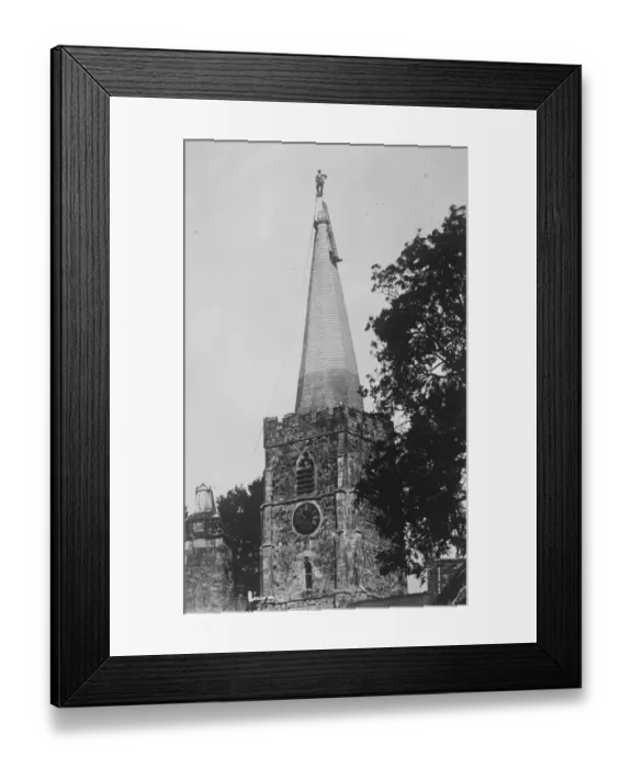 Framed Print : Human Weathercock. Ager the London steeplejack balancing himself on the 150 Framed Print : Human Weathercock. Ager the London steeplejack balancing himself on the 150