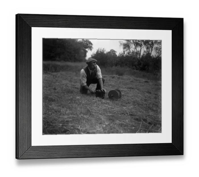 Framed Print : Chimney felling by gelignite at Bedfont Powder Mills, Hounslow. Wiring the charge Framed Print : Chimney felling by gelignite at Bedfont Powder Mills, Hounslow. Wiring the charge