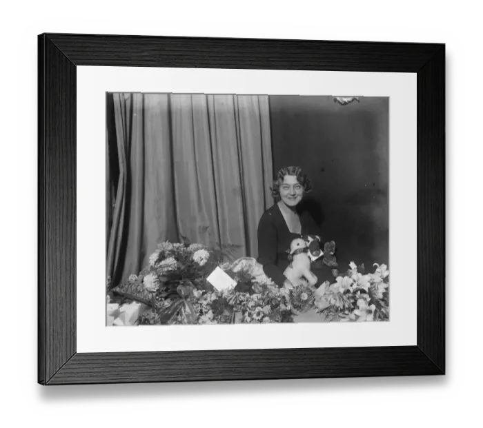 Framed Print : Tallulah of Vienna in London. Miss Seidl with some of mascots sent to her by her many admirers Framed Print : Tallulah of Vienna in London. Miss Seidl with some of mascots sent to her by her many admirers