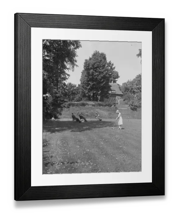 Framed Print : Playing croquet Oakhill. 1928
