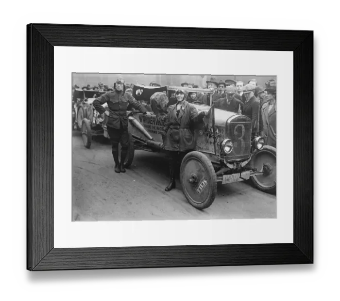 Framed Print : Round the world in a motor car. Capt Wanderwell, of America, who made a bet that he