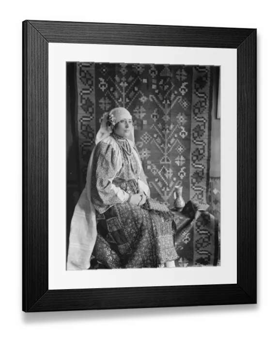 Framed Print : Rumanian arts and crafts exhibition in London. Mme Beza, wife of the Rumanian Consul Framed Print : Rumanian arts and crafts exhibition in London. Mme Beza, wife of the Rumanian Consul