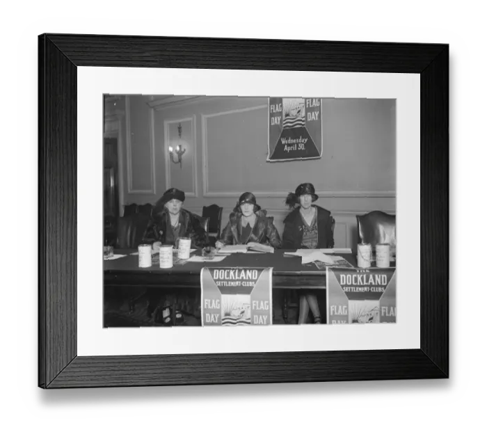 Framed Print : Lady Louis Moutbatten presided at the meeting of the Dockland Settlement Flag Day committee Framed Print : Lady Louis Moutbatten presided at the meeting of the Dockland Settlement Flag Day committee