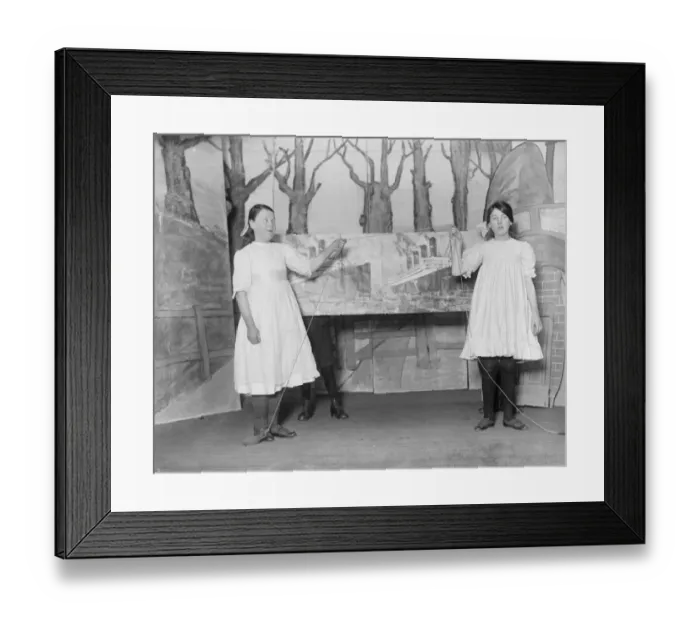 Framed Print : Old Mother Hubbard at the Homerton Deaf School Two little girls do their parts Framed Print : Old Mother Hubbard at the Homerton Deaf School Two little girls do their parts