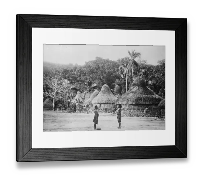 Framed Print : Duke and Duchess of Yorks tour, to visit Suva, Fiji Islands. A typical native village Framed Print : Duke and Duchess of Yorks tour, to visit Suva, Fiji Islands. A typical native village