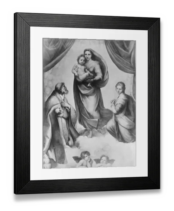 Framed Print : The Sistine Madonna an oil painting by the Italian artist Raphael 1919 Framed Print : The Sistine Madonna an oil painting by the Italian artist Raphael 1919