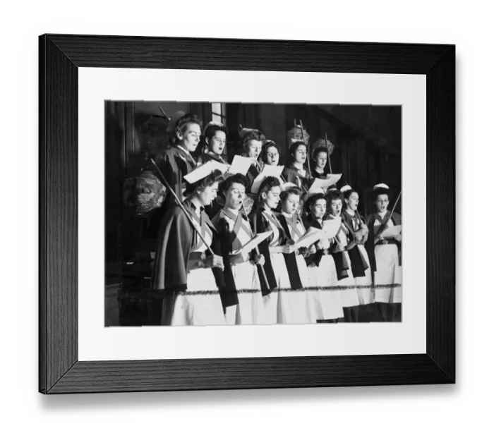 Framed Print : Nurses of Londons Westminster Hospital rehearsing the carols they will sing at Christmas Framed Print : Nurses of Londons Westminster Hospital rehearsing the carols they will sing at Christmas